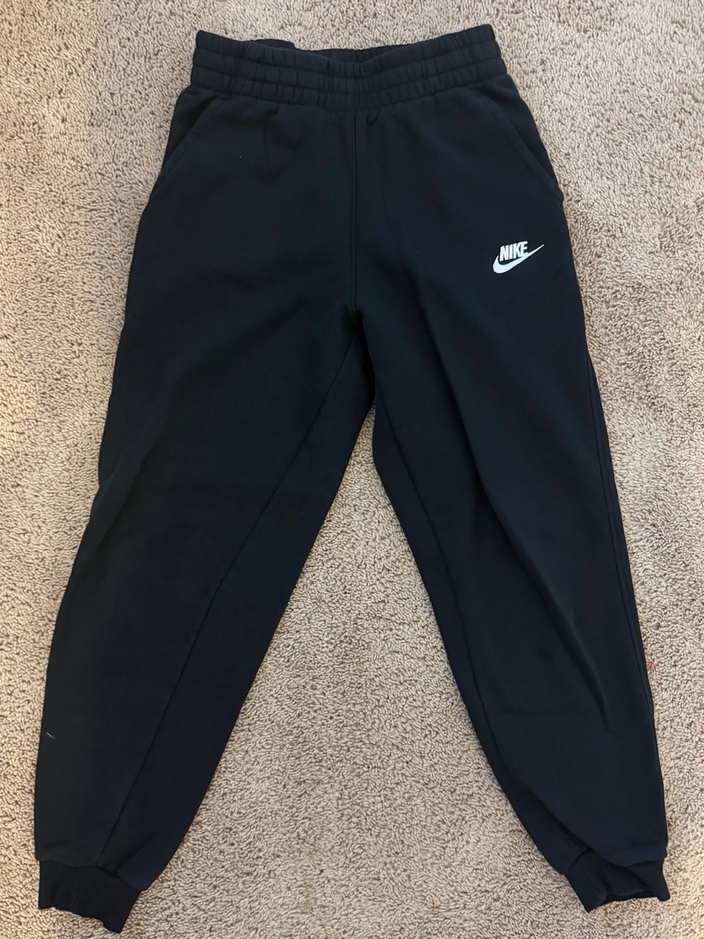 Nike Kids Black Jogger Sweatpants with White Swoosh